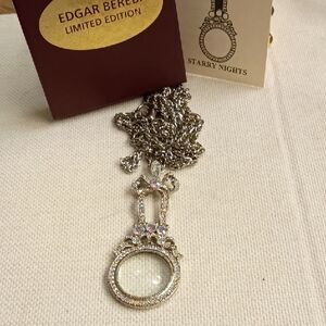 Edgar Berebi Silver Crystal Magnifier Pendant Necklace 34 Inches NWT